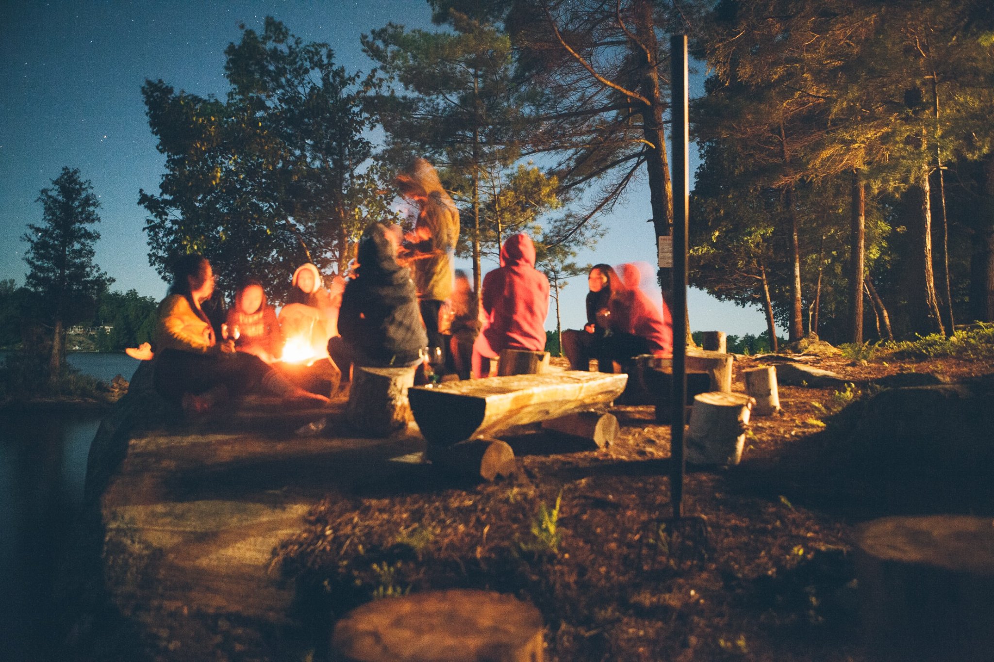 Evening fellowship campfire